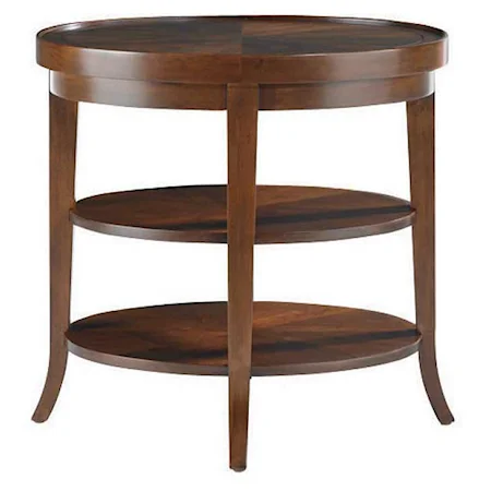 Oval End Table With Two Stationary Shelves